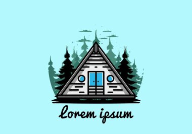 Illustration design of a triangle wood cabin