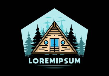 Illustration design of a triangle wood cabin