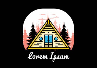 Illustration design of a triangle wood cabin