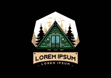 Illustration design of a triangle wood cabin