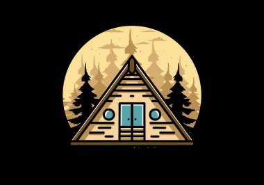 Illustration design of a triangle wood cabin