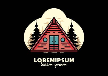 Illustration design of a triangle wood cabin