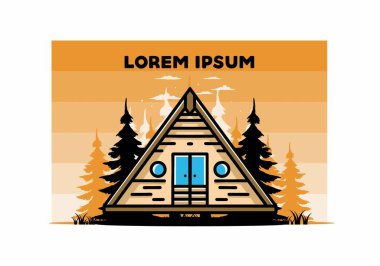 Illustration design of a triangle wood cabin