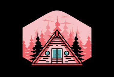 Illustration design of a triangle wood cabin
