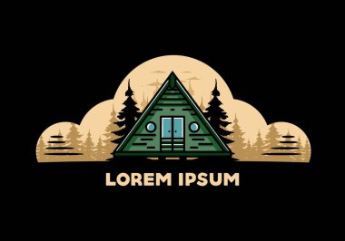 Illustration design of a triangle wood cabin