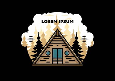 Illustration design of a triangle wood cabin