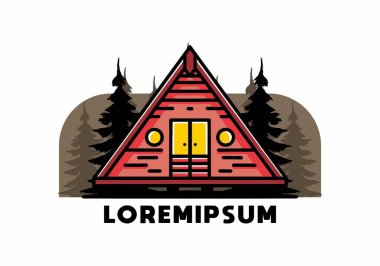 Illustration design of a triangle wood cabin