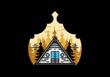 Illustration design of a triangle wood cabin