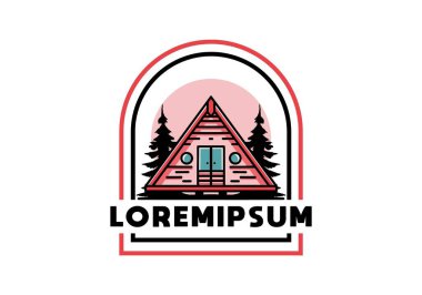 Illustration design of a triangle wood cabin