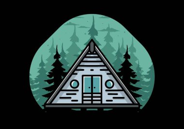 Illustration design of a triangle wood cabin