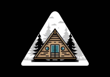 Illustration design of a triangle wood cabin