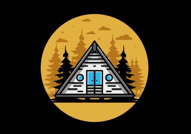 Illustration design of a triangle wood cabin
