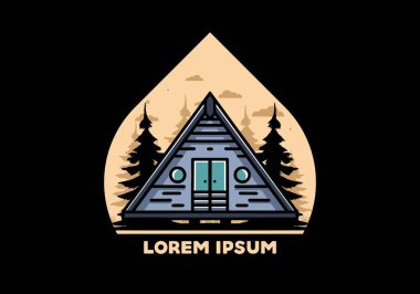Illustration design of a triangle wood cabin