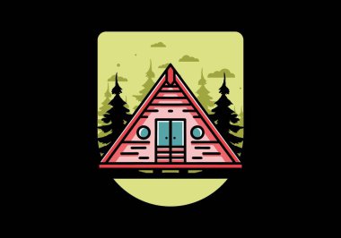 Illustration design of a triangle wood cabin
