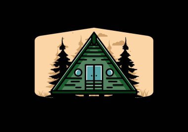 Illustration design of a triangle wood cabin