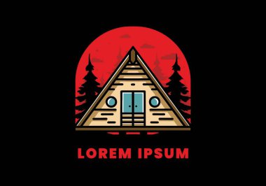 Illustration design of a triangle wood cabin