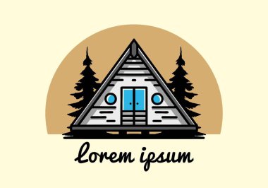 Illustration design of a triangle wood cabin