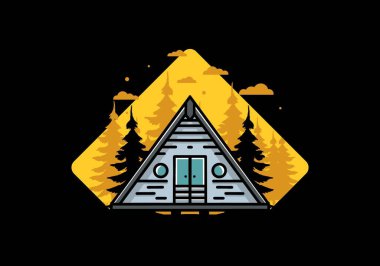 Illustration design of a triangle wood cabin