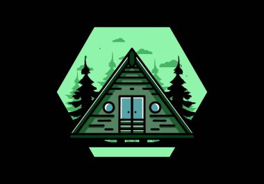 Illustration design of a triangle wood cabin