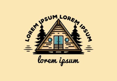 Illustration design of a triangle wood cabin