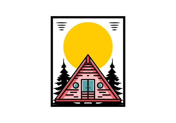 Illustration Design Triangle Wood Cabin — Stock Vector