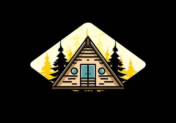 Illustration Design Triangle Wood Cabin - Stok Vektor