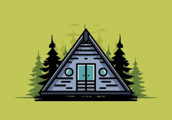Illustration Design Triangle Wood Cabin — Stok Vektör