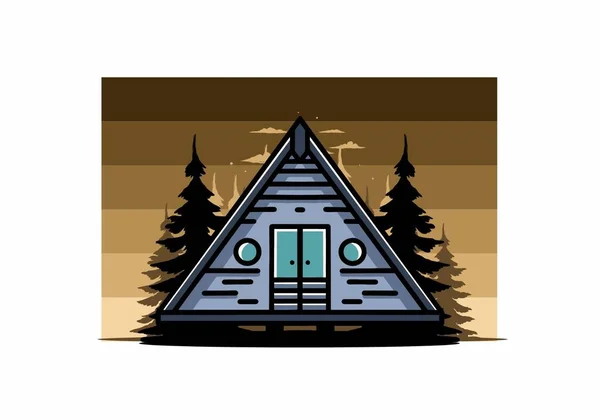 Illustration Design Triangle Wood Cabin — Stock vektor