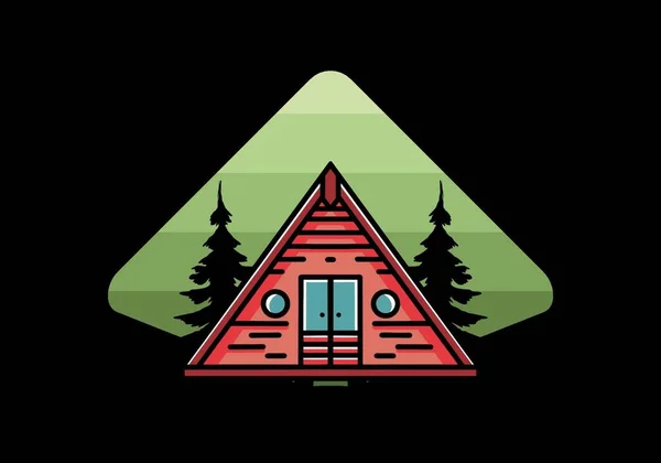 Illustration Design Triangle Wood Cabin — Vector de stock