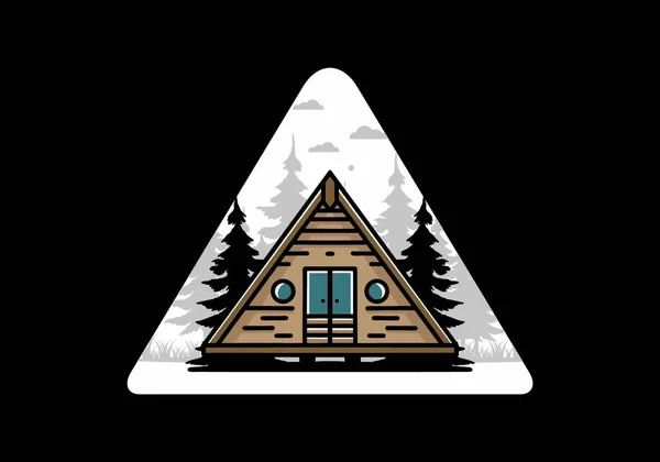 Illustration Design Triangle Wood Cabin — Vettoriale Stock