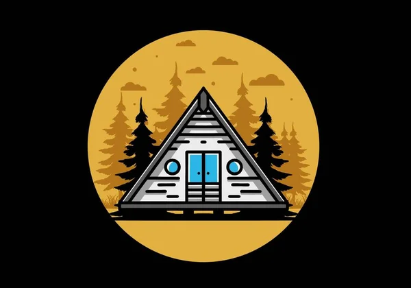 Illustration Design Triangle Wood Cabin - Stok Vektor