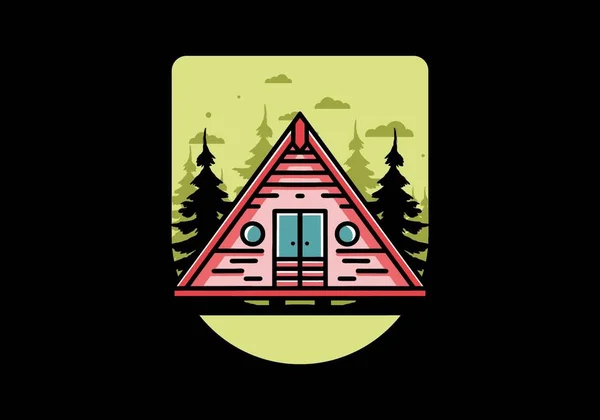 Illustration Design Triangle Wood Cabin — ストックベクタ