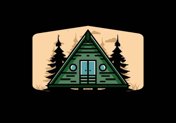 Illustration Design Triangle Wood Cabin — Stock Vector