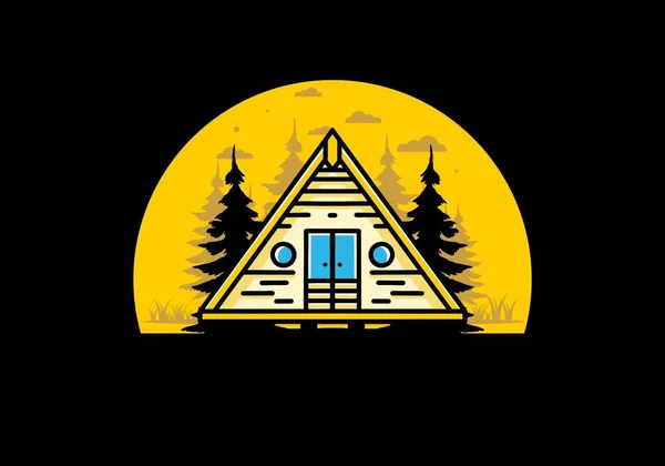 Illustration Design Triangle Wood Cabin — 스톡 벡터