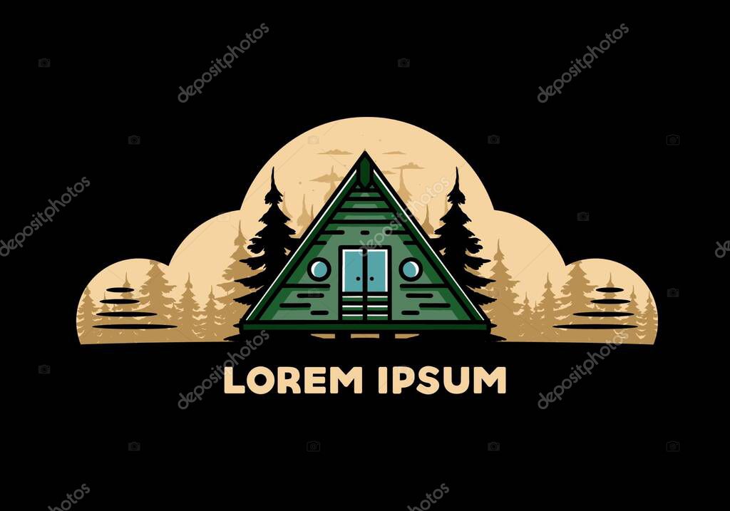 Illustration design of a triangle wood cabin