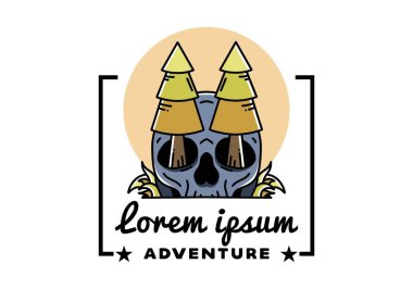 Illustration design of a pine trees stuck in skull