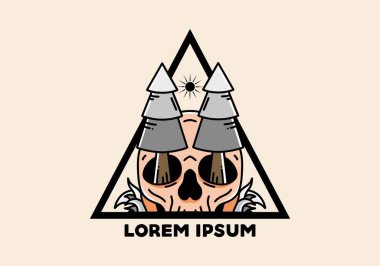 Illustration design of a pine trees stuck in skull