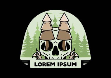 Illustration design of a pine trees stuck in skull