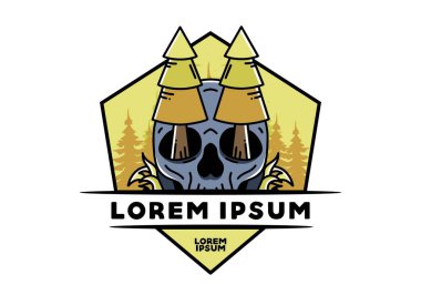 Illustration design of a pine trees stuck in skull