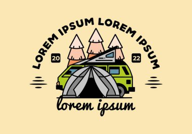 Illustration badge design of a camping with tent and car