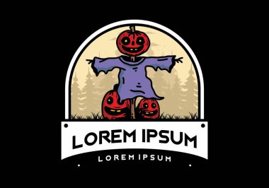Illustration badge design of a scary halloween pumpkin
