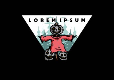 Illustration badge design of a scary halloween pumpkin