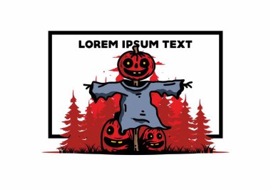 Illustration badge design of a scary halloween pumpkin