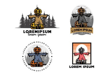 Illustration badge design of a scary halloween pumpkin