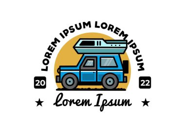 Off road vehicle car camping outdoor illustration badge design