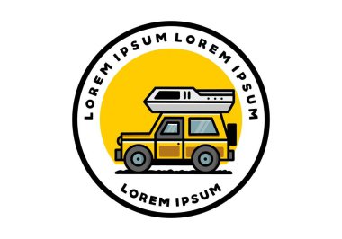 Off road vehicle car camping outdoor illustration badge design