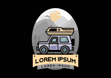 Off road vehicle car camping outdoor illustration badge design