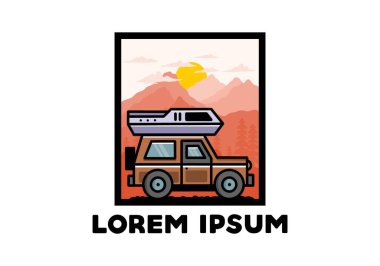 Off road vehicle car camping outdoor illustration badge design