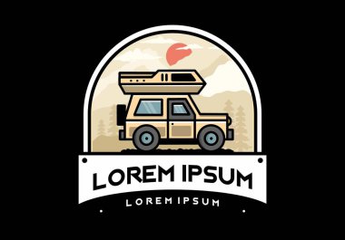 Off road vehicle car camping outdoor illustration badge design