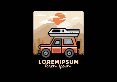 Off road vehicle car camping outdoor illustration badge design